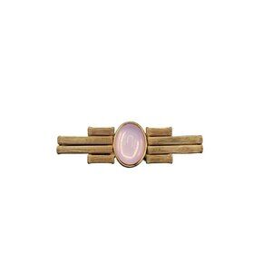 Miriam Haskell Art Deco Style Brooch With Pink Stone & Gold-Tone Finish